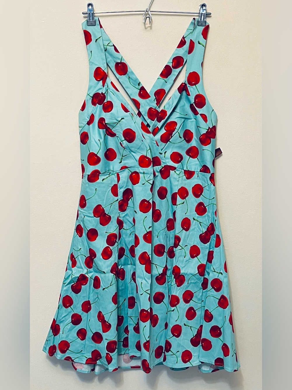 Ixia • 1X • Wrap Top Swing Bottom Convertible Straps Cherry Print Sundress